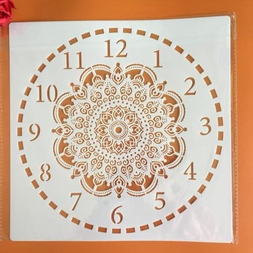 30 * 30cm Mandala clock DIY Stencils Wall Painting Scrapbook Coloring Embossing Album Decorative Paper Card Template,wall
