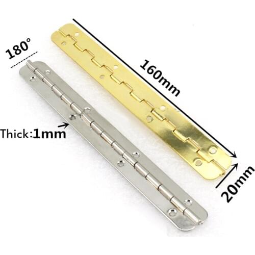 4Pcs 160x20mm Display Box Rounded Angle hinge Long hinges Retro Jewelry Box Hinge Gold/Silver Furniture Hinge Max Open 180 Deg