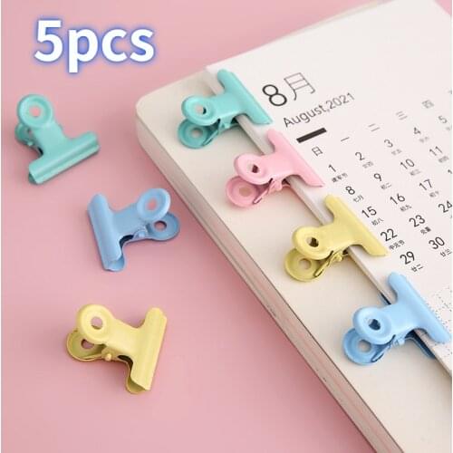 5pcs Creative Candy Color Metal Clip Macaron Small Book Clip Book DIY Manual Clip Academic Society Test Paper Job Clip
