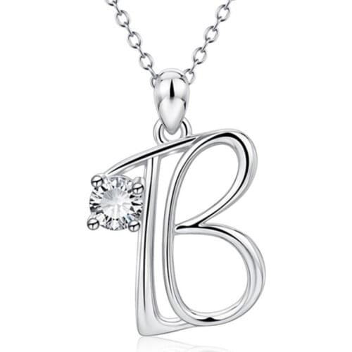 English Initial Alphabet Letter Necklace Luxury Silver Color Monogram Name Letters Word Chain Necklaces Jewelry