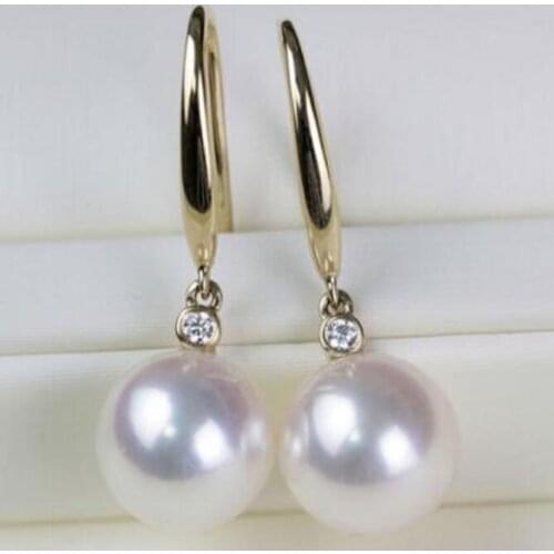 Free shipping luxury Noble jewelry charming AAA8-8.5mm south sea white earring