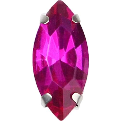 Free Shipping!Rose Red Silver Base Horse Eye Shape AAA+ Crystal Glass Flatback Sew On Rhinestones For DIY Apparel/Shoes