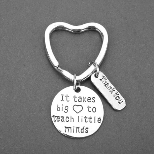 MQCHUN Teacher Keychain It takes a big heart to teach little minds Keyring Charm Pendant Key Chain Jewelry For Teachers Day Gift