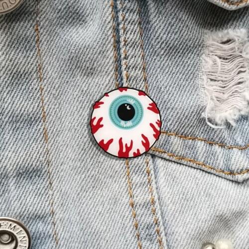 Evil Eye Brooch Pin Terror Anime Badges Jewelry Acrylic Brooches For Women And Men Scarf Buckle Gift For Friends Shirt Accessory