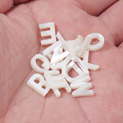3pcs/Lot 10x8mm 26 Capital Letter White Mother Of Pearl Shell Seashell Beads Charm For Jewelry Making Necklace Decor Accessory