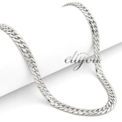 4mm New Fashion Jewelry Mens Womens White Gold Color Necklace Double Curb Cuban Chain Free Shipping Gold Jewellery C34 WN