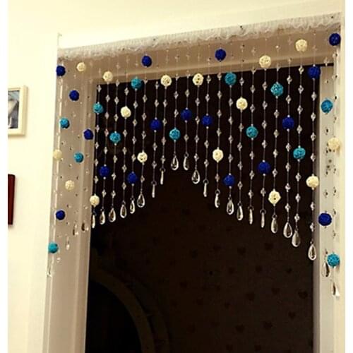 DIY Rattan Ball Crystal Bead Curtain Decorative Door Curtains Beads Room Divider Window Shutters Roller Door Passage Backdrop