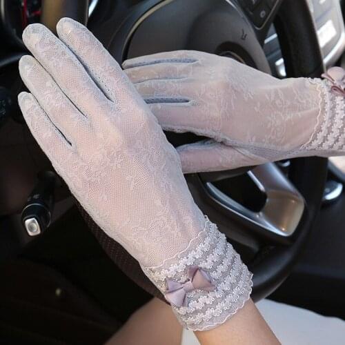 Anti-UV Breathable Driving Gloves Sun Protection Touchscreen Fashion Lace Design Thin Sunscreen Gloves