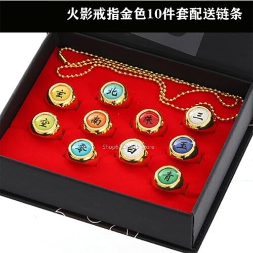 Anime Akatsuki Members Itachi Pain Cosplay Rings Set Sharingan Metal Model Toys Christmas Gifts Jewelry Accessories Party