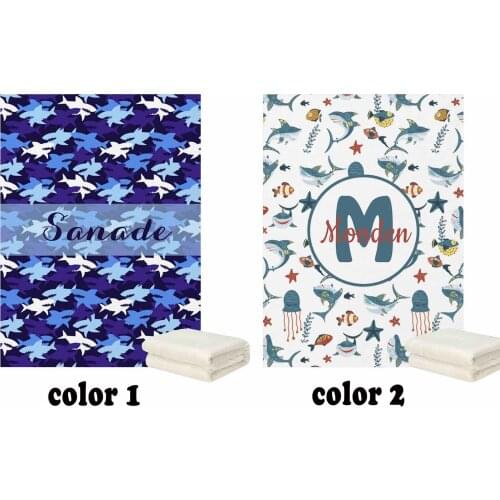 LVYZIHO Add Your Name | Shark Pattern Blanket - 30x40 /48x60/60x80 Inches - Fleece Blanket