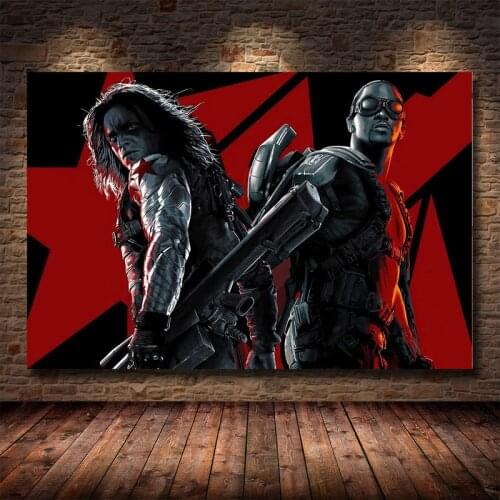 Marvel Falcon and Winter Soldier Close-up Canvas Painting Movie Protagonist Posters and Print Wall Picture for Living Room Decor