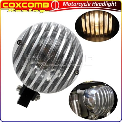 Motorcycles 4.5'' E-Mark Headlight Custom Grille Cover Headlamp Universal Harley Sportster Chopper Bobber Cafe Racer Cruiser
