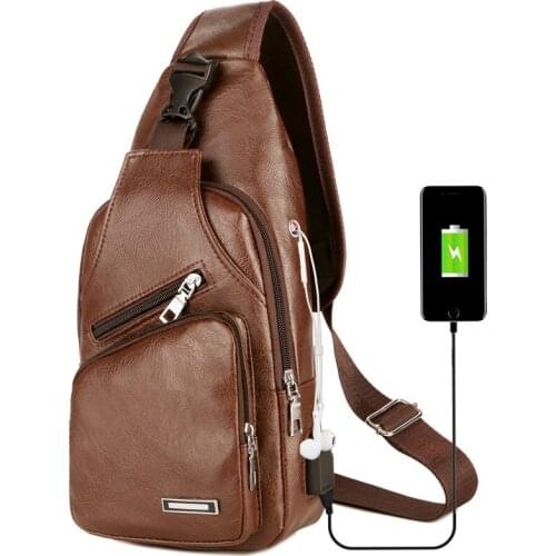 Men chest bag 2021 new arrival vintage hot sale bag men convenient USB charging outdoor waterproof crossbody men bags