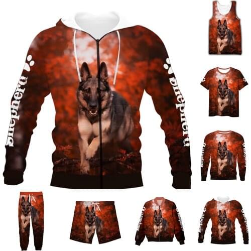 New Fashion 3D Full Print Animal German Shepherd T-shirt/Sweatshirt/Zip Hoodies/Thin Jacket/Pants Four Seasons Casual Suit V41