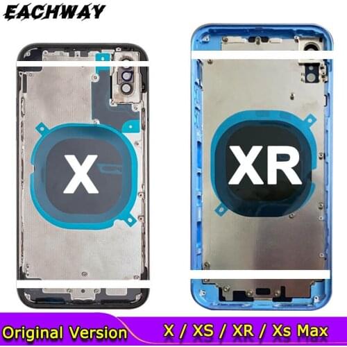 New For iPhone X Xs Max XR Back Cover + Middle Chassis Frame + SIM Tray + Side Key Parts Full Housing Case Door Assembly