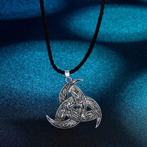 Viking Triple Horn Triskelion Stainless Steel Pendant Necklace