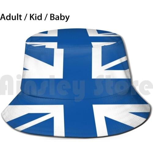 Blue & White Union Jack Flag Bucket Hat Adult kid baby Beach Sun Hats Union Jack Uk Flag Everton Leicester City Glasgow