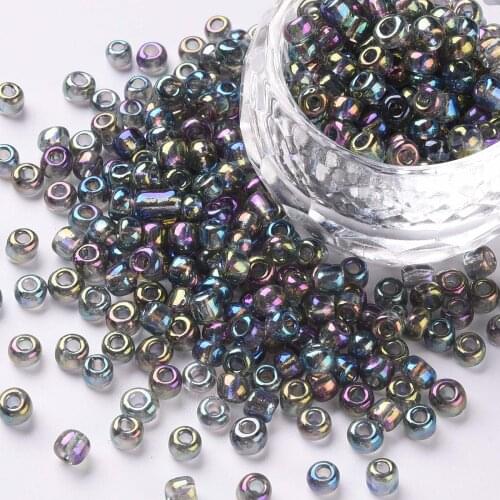 Pandahall Clear Glass Beads for jewelry making,Trans Colors Rainbow,Round,about 2mm 3mm 4mm in diameter,hole:1~1.5mm
