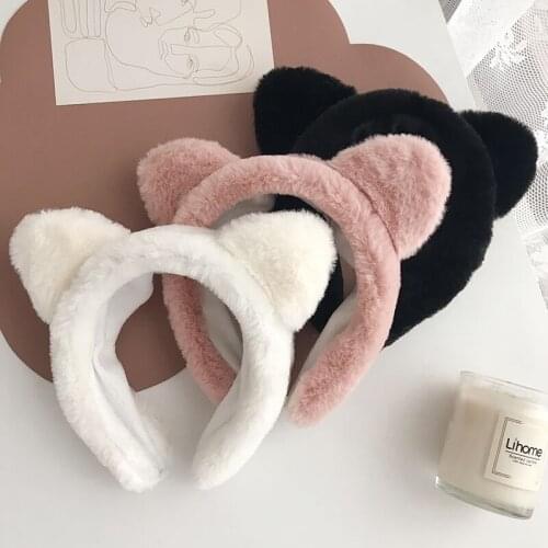 Cute Cat Ear Head Hoop Soft Plush Wide-Brimmed Face Wash Hair Band Daily Decorations