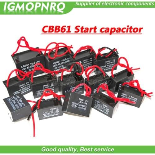 1pcs CBB61 starting capacitance AC Fan Capacitor 450V CBB Motor Run Capacitor 1UF 1.2UF 1.5UF 2UF 2.5UF 3UF 5UF 10UF 12UF 16UF