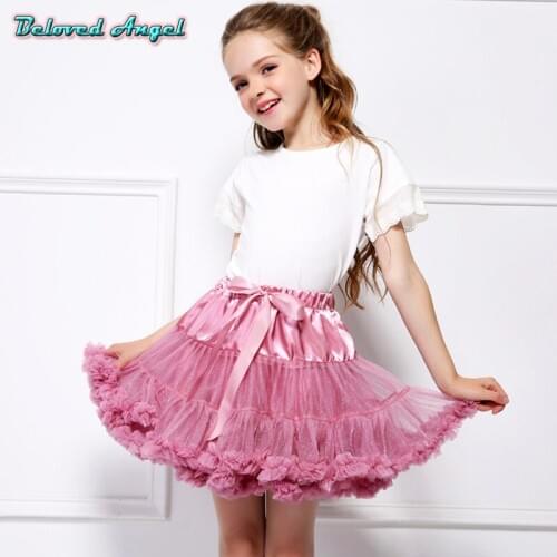 Girls Tutu Skirt Ballerina Pettiskirt Layer Fluffy Children Ballet Skirts Party Dance Princess Tulle Lace Miniskirt For 0-16 Yrs