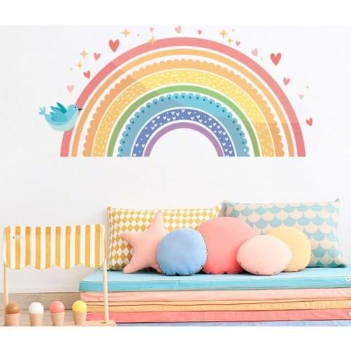 Rainbow Window Sticker On Wall For Kids Rooms Decoration Bedroom Home Decor Nursery Decal Cartoon Mural Waterproof Vinyl PosterS