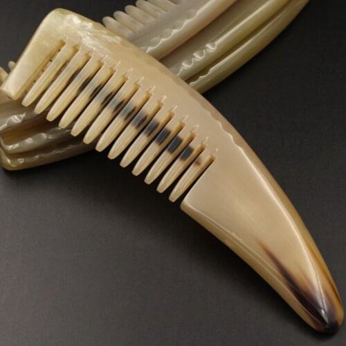 Hairbrush For Girl Natural Anti Static Buffalo Horn Art Comb Hair Care Massage Brush Wide Teeth Straight Combs Gift Hot Sale