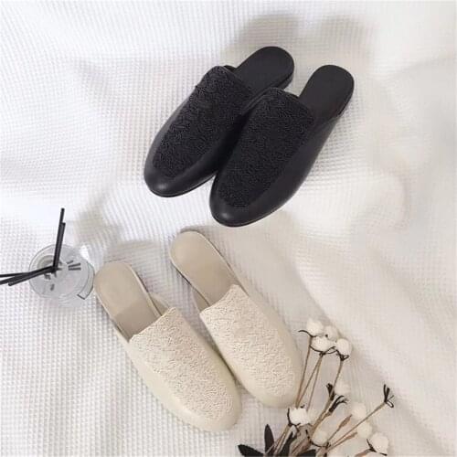 Size 35-42 Hot Sell Sheepskin Shoes Genuine Leather Slippers Luxury Brand Design Shoes Summer Ladies Shoes Round Toe Shoes