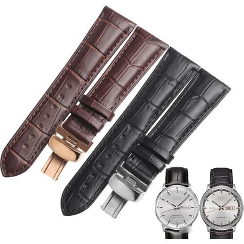 WENTULA watchbands for MIDO COMMANDER M016.430/M021.431 calf-leather band cow leather leather strap Genuine Leather watch band