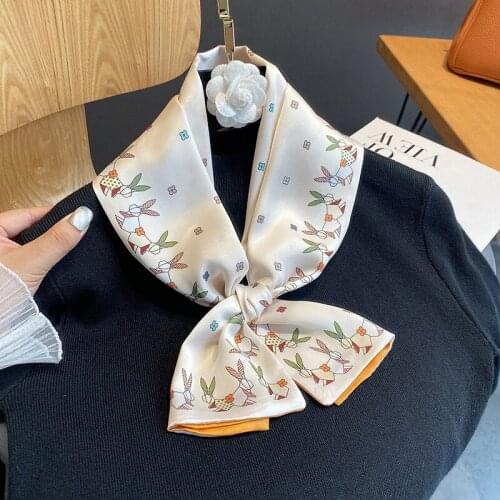 2021 Print Silk Long Scarf Women Luxury Scarves Neckerchief Summer Headband Female Hair Kerchief Scarfs Hairband Neck For Ladies