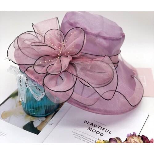 Ladies Women Organza Hat Sun Hat Cap Church Cap Hat Wedding Travel Holiday Beach