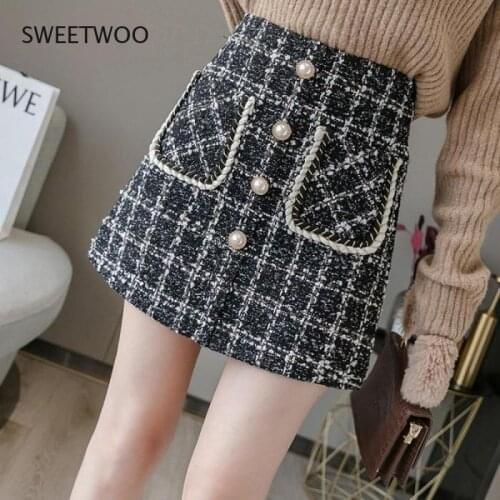 SWEETWOO Plaid Pencil Skirts