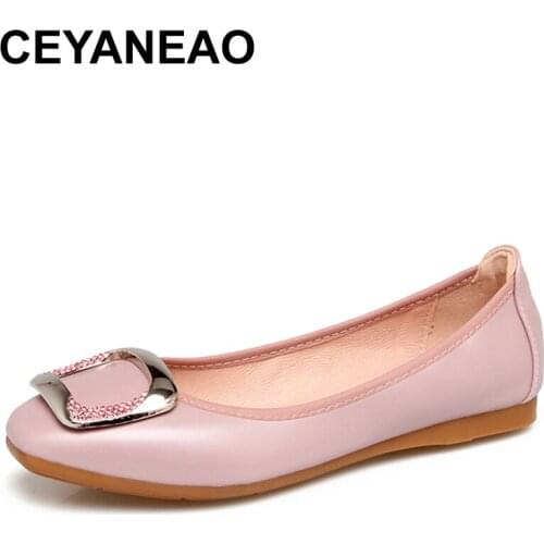CEYANEAOHot Good Quality PU Leather Shoes Woman Fashion Buckle Loafers Foldable Women Flats Ballet Spring/Fall Casual Flat Shoes