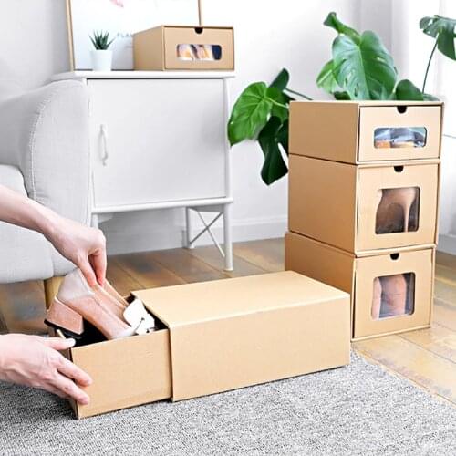 Thickened Cardboard Box Transparent Drawer Shoebox Receptacle Box Packaging Kraft Corrugated Paper Cardboard Boxes Hot Sale