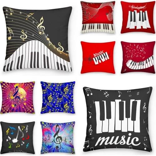 Music Note Cushion Cover Throw Pillow Cover Square Decorative Pillow Case Double Side Design 18" X 18" Family Indoor Sofa Car