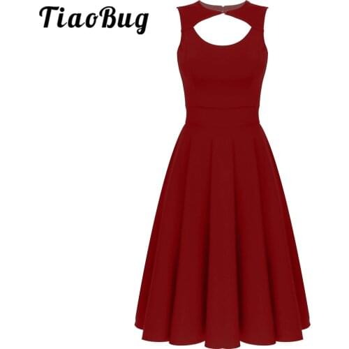 Vintage Womens Cocktail Dresses Sleeveless Cut-Out Front Knee Length A-line Dress Elegant Womens Dress for Wedding Bridesmaid