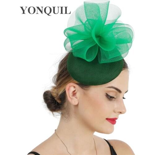 Vintage Wedding Nice Green Fascinator Htas Headband For Women Party Dinner Headwear Hairpin Flower Elegant Millinery Occasion