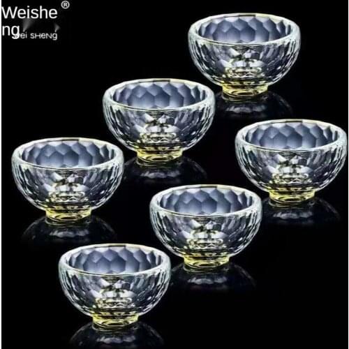 Weisheng Heat-Resistant Glass Crystal Cup Tea Cup Transparent Tea Drinking Cup Kung Fu Tea Cup Round Small Tea Cup Master Cup