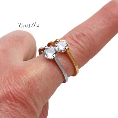 Yingwu Top Quality Concise Wedding Stainless Steel Rings Gold & Silver Engagement Ring Jewelry 30pcs