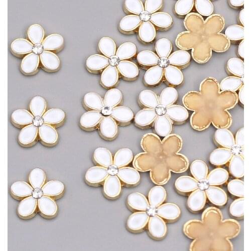 20Pcs 19mm White Flower Rivets Alloy Hotfix Rhinestone Flat Back Studs Iron On Clothes/Shoes DIY Crafts Garment Accessories