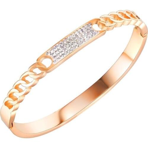 POTCET 2021 Trendy Fashion Womens Stainless Steel Cubic Zirconia Gold Bracelet Retro Geometric Bracelet Free Shipping Jewelry