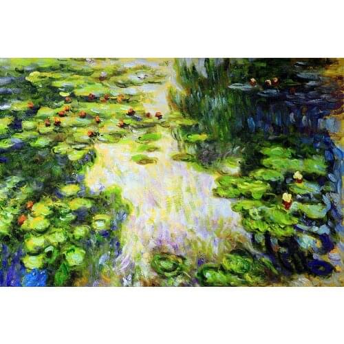 Famous Claude Monet Oil Reproductions Water Lilies Flower Landscape Painting Canvas Art Wall Decor No Prints