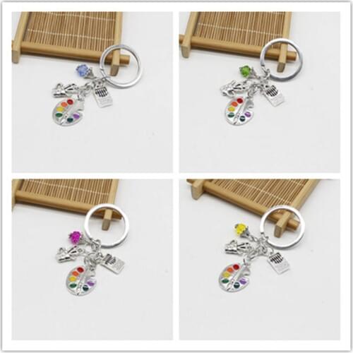 1 painting tool palette and cigarette pen holder pendant with beads Tibetan jewelry amulet key chain artist DIY key chain