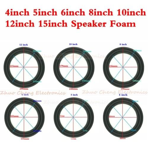 10PCS 4'' 5'' 6'' 8'' 10'' 12' 15' 4 inch 6 inch 12 inch Speaker Foam Side bass loudspeaker repairable part Fold the rim circle