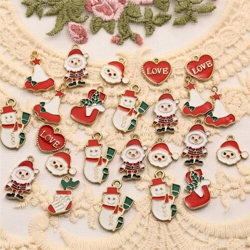 10Pcs Series Colorful Christmas Enamel Alloy Charms For Jewelry Making Necklace Pendents Bracelet Diy Accessories