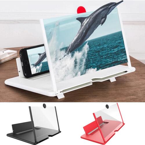 12Inch Portable Smartphone Magnifier Optical 3D HD Mobile Phone Screen Magnifier Movie Video Desktop Amplifier Cellphone Support