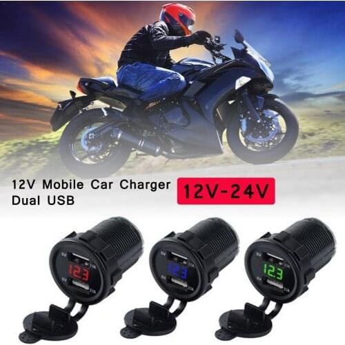 12V Dual Port Car USB Charger Power Outlet 5V For Pad Phones Car Boat Caravan Motorcycle Led Light Voltage Meter Adapter