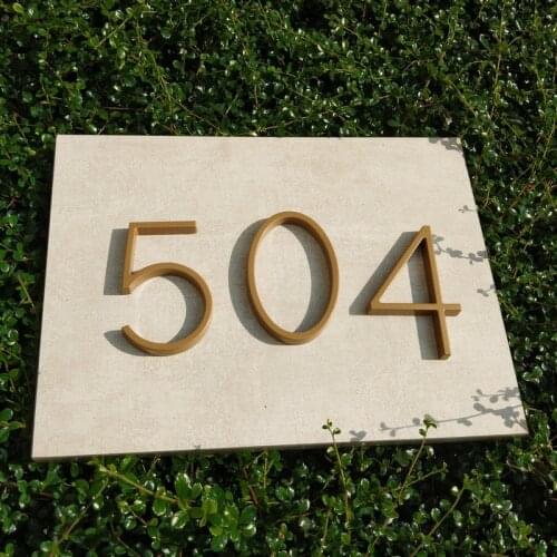 12cm Golden Floating Modern House Number Lacquered Door Home Address Numbers for House Digital Outdoor Sign Plates 5 In. #0-9