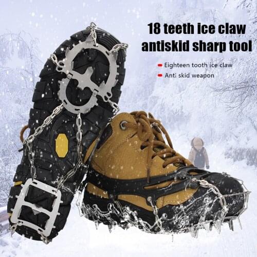 18 Teeth Ice Claw Spike Grips Crampon Cleats Hiking Climbing Shoes Covers for Family Outdoor Camping Accessories