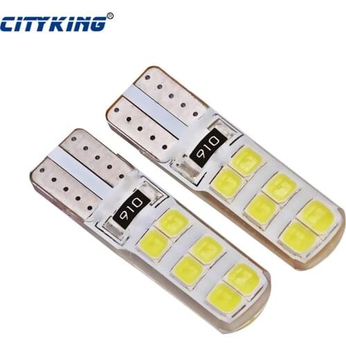 50pcs New Car LED T10 194 W5W Canbus t10 12SMD LED 2835 t10 w5w Silicone shell LED Bulb No Error Led car styling clearance lamp